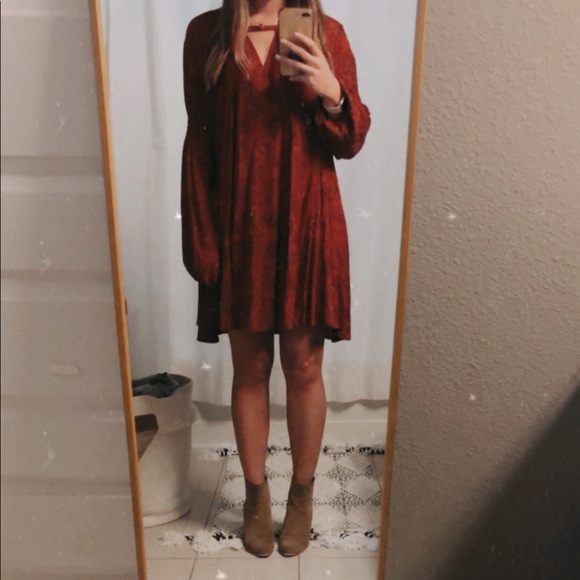 UMGEE | Rust Printed Flowy Dress - Picture 3 of 3